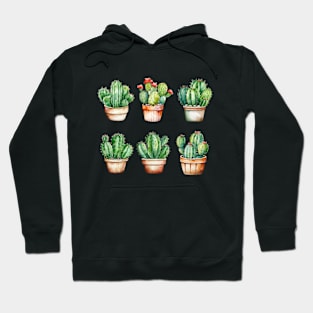 set of watercolor cactus Hoodie